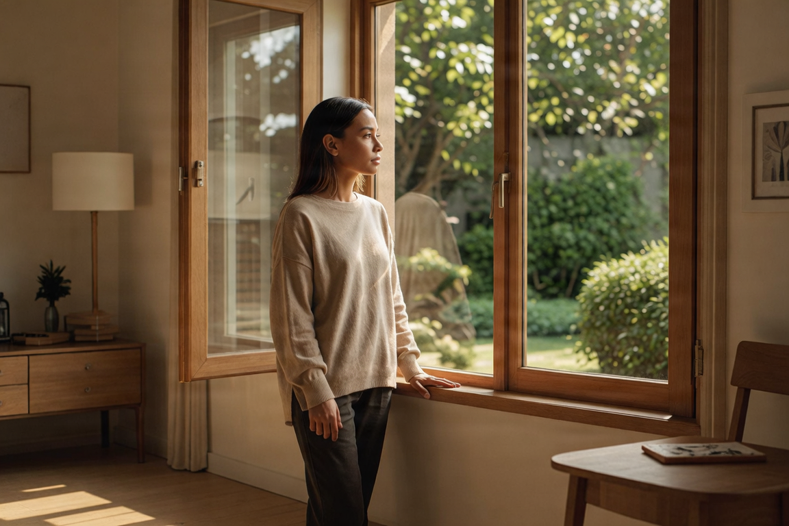 Serene and warm therapy room atmosphere supporting anxiety recovery